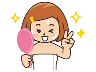 美肌になって喜ぶ女性　美容　ビューティー　スキンケア