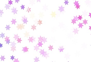 Light Blue, Red vector texture with colored snowflakes, stars.