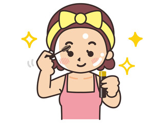 マスカラを塗る女性　美容　ビューティー　化粧　メイク