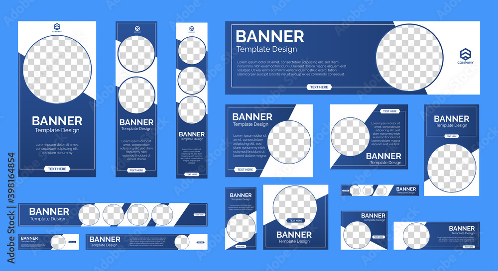 Wall mural set of creative web banners of standard size with a place for photos. vertical, horizontal and squar