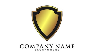 Gold shield for security symbol logo vector