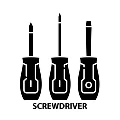 screwdriver symbol icon, black vector sign with editable strokes, concept illustration