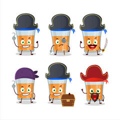 Cartoon character of papaya juice with various pirates emoticons