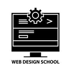 web design school icon, black vector sign with editable strokes, concept illustration