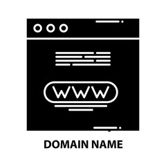 domain name icon, black vector sign with editable strokes, concept illustration