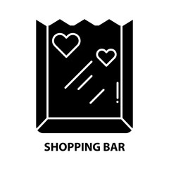 shopping bar icon, black vector sign with editable strokes, concept illustration