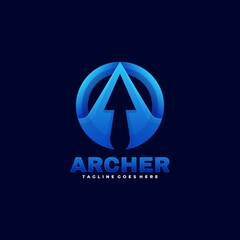 Vector Logo Illustration Archer Gradient Colorful Style.