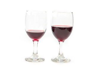 Two glass of red wine isolated