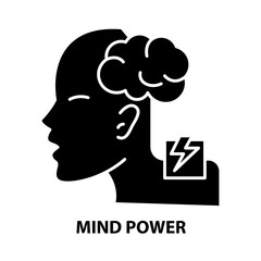 mind power icon, black vector sign with editable strokes, concept illustration