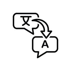 Black line icon for translate
