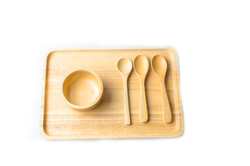 The food tray set with wooden cutlery