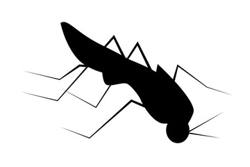 Vector Silhouette of Mosquito, Isolated on white