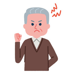 イライラしているシニア男性のイラスト素材