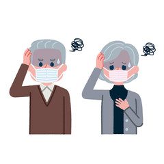 体調が悪そうなシニア男性・女性のイラスト素材