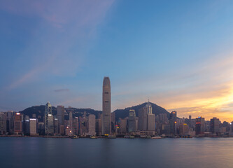 Hong Kong Skyscrapers in sunset