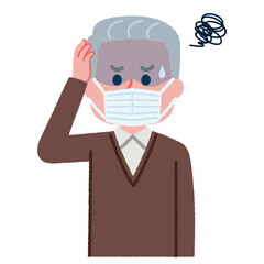 体調が悪そうなシニア男性のイラスト素材