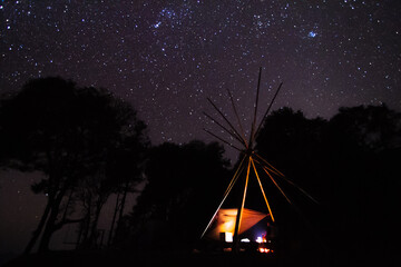 camping in night sky