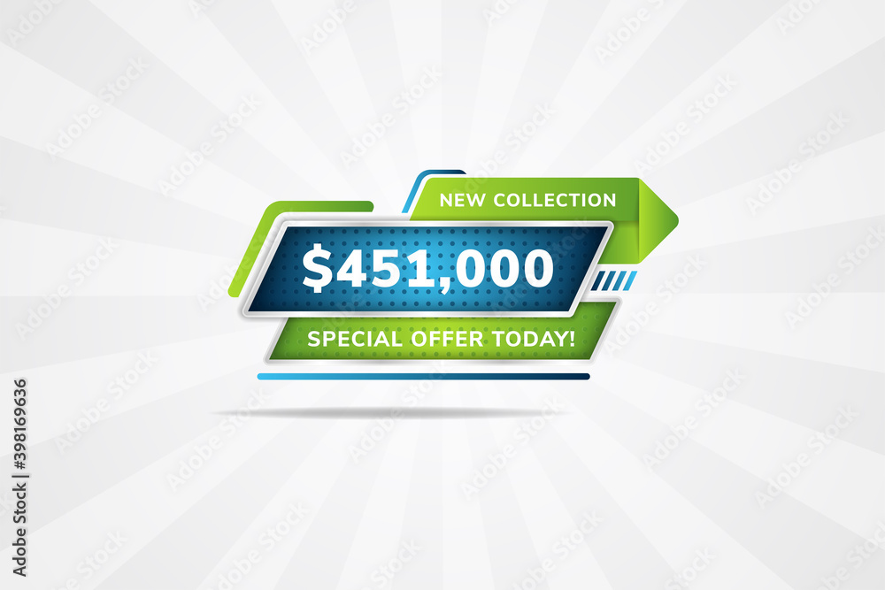 Poster price tag element banner design template use diagonal rectangle shape layout. special offer today us