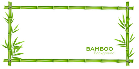 Obraz premium Bamboo decoration. Vector frame. Nature background with copy space.