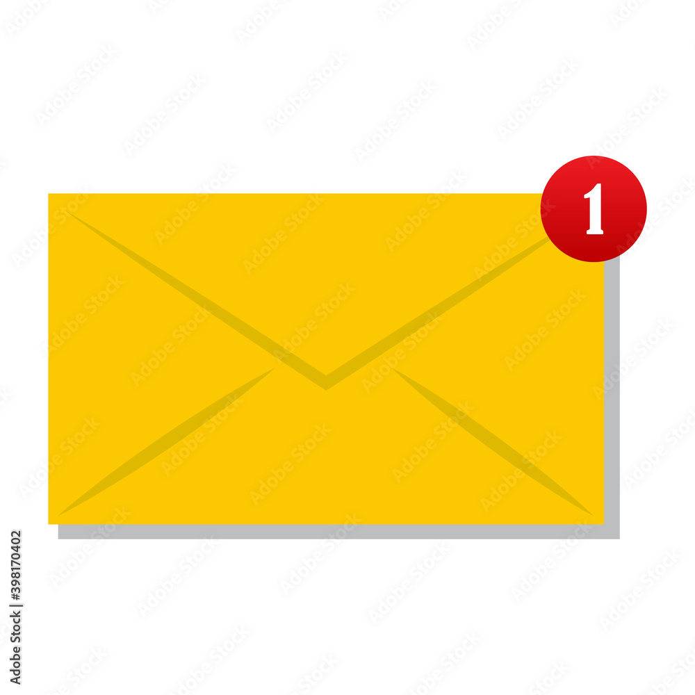 Poster flat yellow envelope incoming message for paper design. communication icon symbol. stock image. eps 