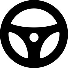 Steering wheel icon. Flat, black.