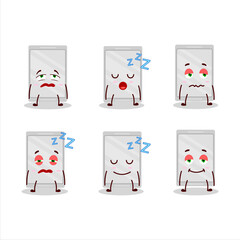 Cartoon character of plastic tray with sleepy expression