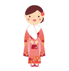 振袖姿の女性　背景なしイラスト