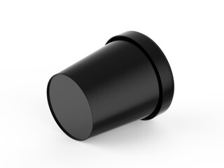 Black ice cream tub mockup on isolated white background, realistic rendering of plastic box, 3d illustration