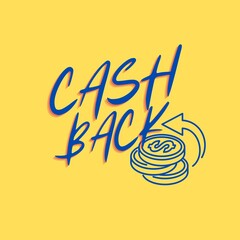 Cash back with coins artwork on yellow background