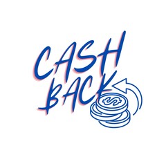 Cash back with coins artwork on white background