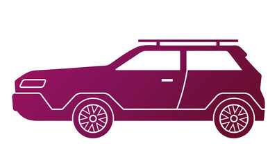 Traveling by car, caravaning tourism. Modern big family automobile isolated on white background. Transport for travelers. Car tourism concept. Road trip around the world. Time to travel illustration