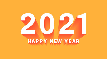 Happy New Year 2021 on orange background. Text design. Vector illustration.