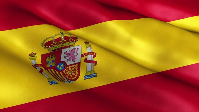 Spain National Flag Country Banner Waving 3D Loop Animation.
