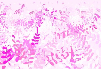 Light Pink vector natural artwork with leaves.