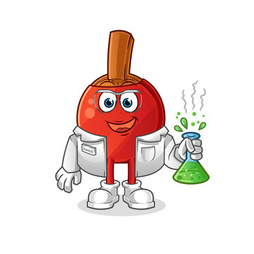 recommend clip art: table tennis bat scientist character. cartoon mascot vector