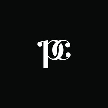 P C letter logo creative design on black color background. pc monogram