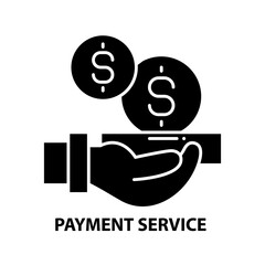 payment service icon, black vector sign with editable strokes, concept illustration