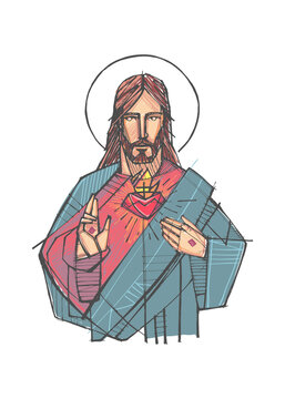 Jesus Christ Sacred Heart illustration