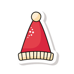 merry christmas red santa hat sticker icon