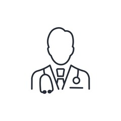 Medical specialist. Doctor. Vector linear icon isolated on white background.