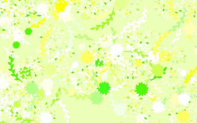 Obraz na płótnie Canvas Light Green, Yellow vector abstract background with flowers, roses.