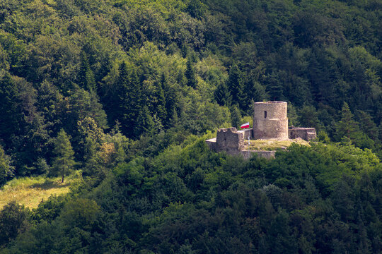 Castle Ruins in Beskid Mountains. Rytro, Poland, 463 masl.