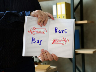 Direction Way to Buy versus Rent contrast concept
