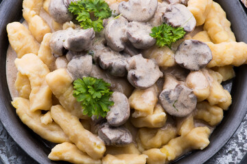 Gnocchi with a mushroom cream sauce