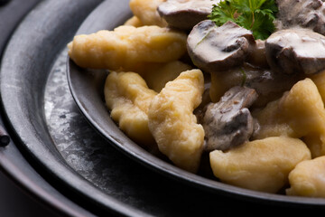 Gnocchi with a mushroom cream sauce