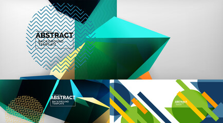 Collection of minimal geometric abstract backgrounds. Vector illustration for covers, banners, flyers and posters and other designs