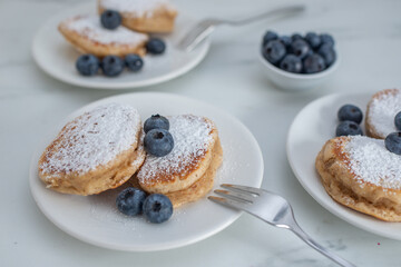 sweet home made vanilla pancakes with blueberries