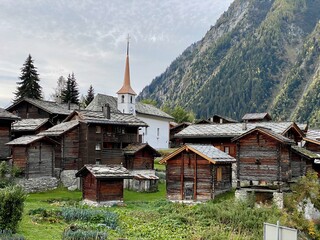 Naklejka premium village in the mountains