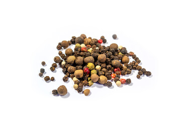 Peppercorns on white background, picture for design