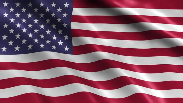 United States of America National Flag Country Banner Waving 3D Loop Animation.